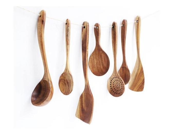 7-teiliges Teakholz-Utensilien-Set